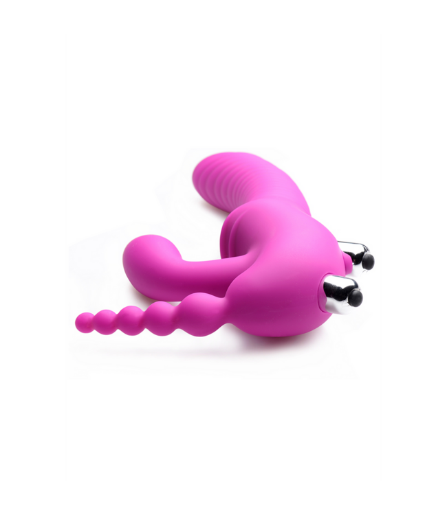 XR Brands Dreifaches Vergnügen: Ergonomischer Strapless Strap-on für Frauen