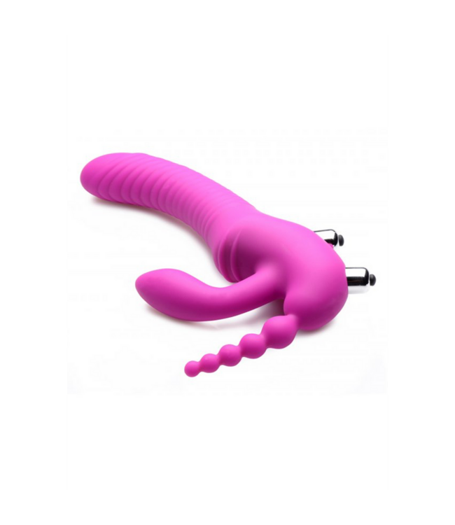 XR Brands Dreifaches Vergnügen: Ergonomischer Strapless Strap-on für Frauen