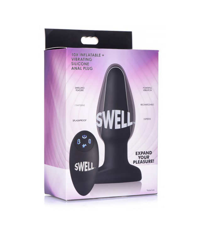 XR Brands Inflatable Silicone Vibrating Butt Plug - 7 Settings, Remote Control