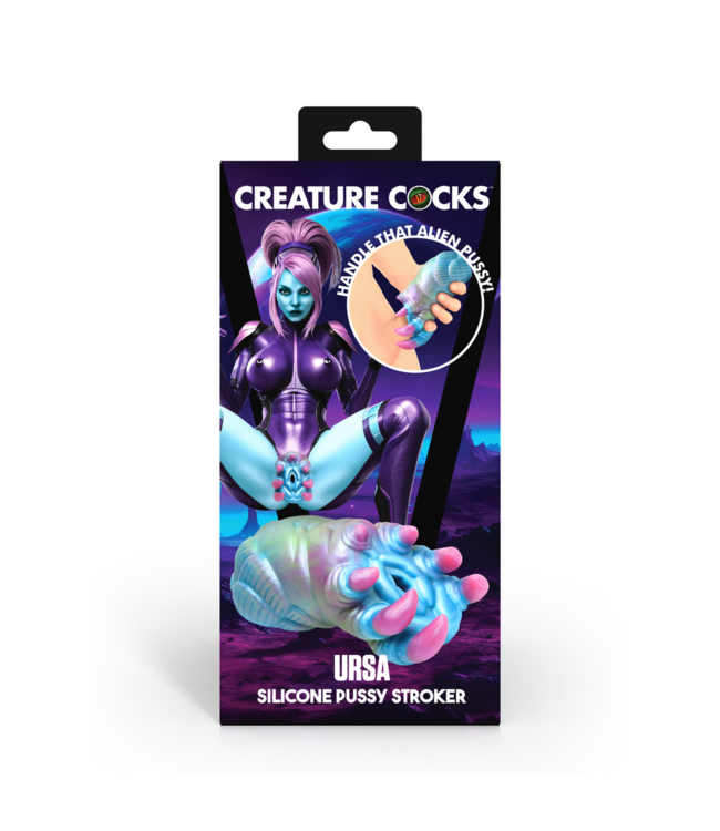 XR Brands Ursa Kosmische Silicone Stroker voor Ongeëvenaard Genot in Blauw/Paarse Kleuren