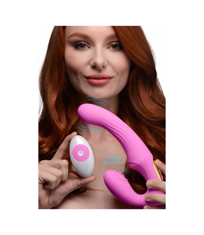 XR Brands U-Pulse Thrusting Silicone Strap-On Dildo with Vibration & Pulsation