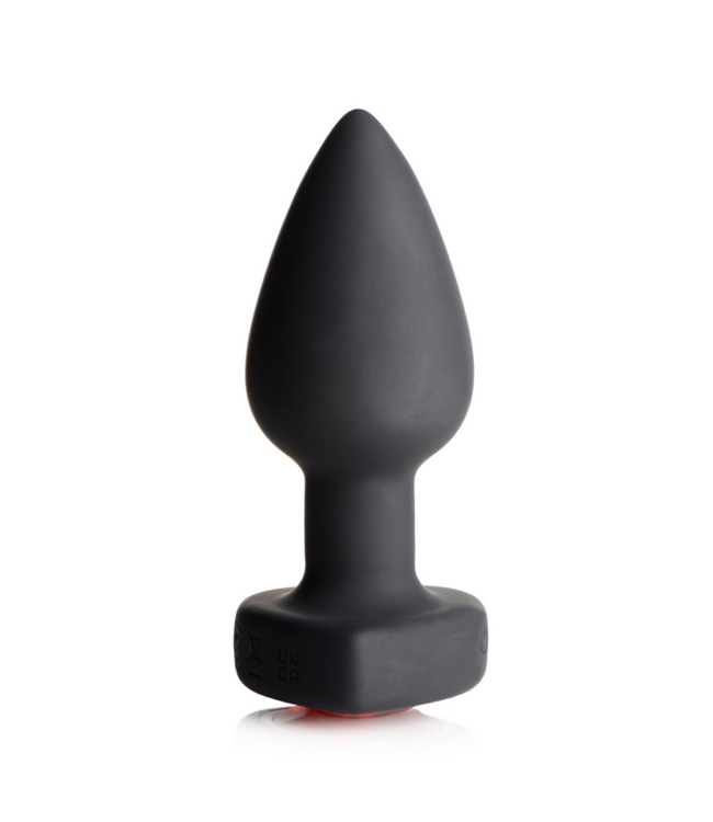 XR Brands Red Heart Gem Remote Control Butt Plug - 4 Speeds, 7 Vibrations