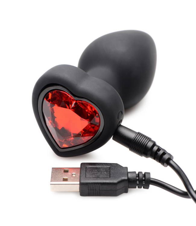 XR Brands Rotes Herz Anal Plug mit Fernbedienung – 4 Geschwindigkeiten, 7 Modi