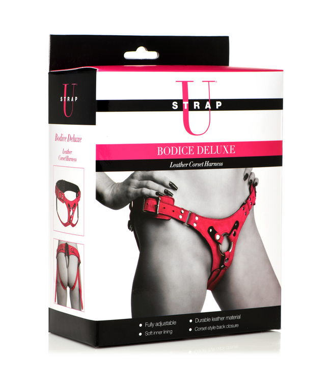 XR Brands Deluxe Purple Leather Corset Harness – Stylish, Comfortable & Secure