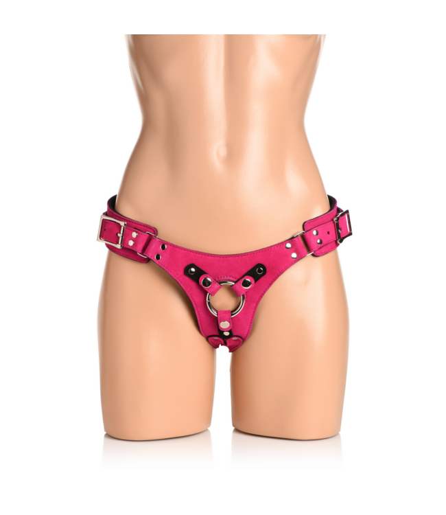 XR Brands Luxueus Paars Leren Korset Harnas – Stijlvolle Pasvorm & Comfort