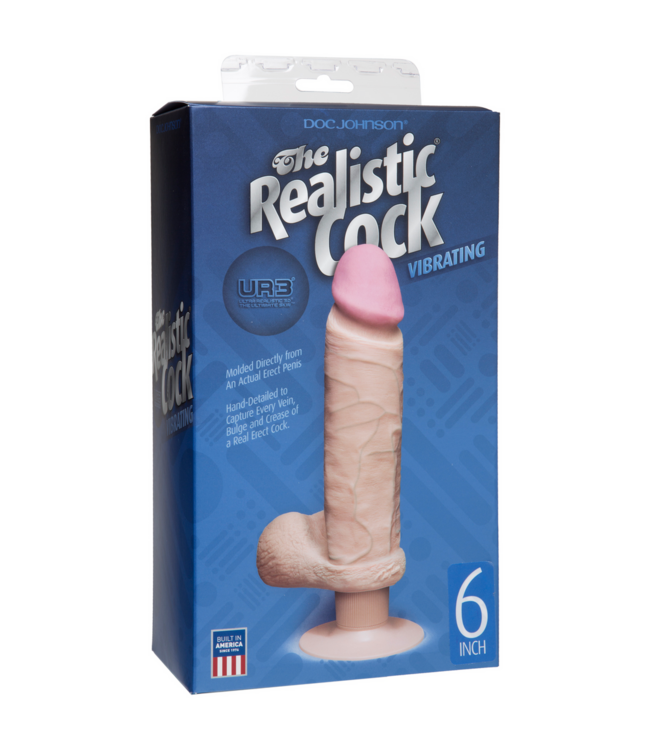 Doc Johnson Realistischer vibrierender Dildo mit Hoden – 18 cm, saugfähig, phthalatfrei
