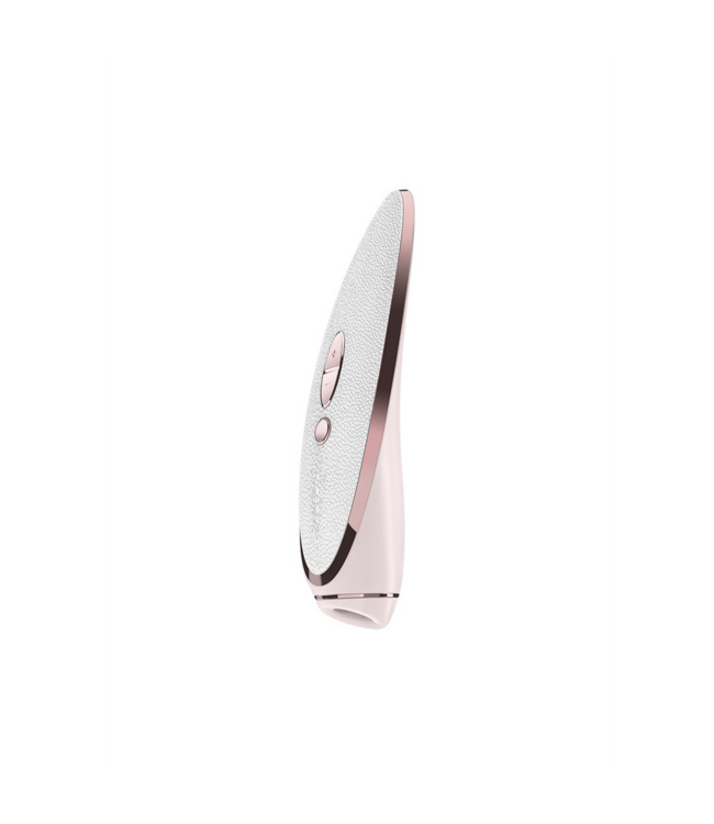 Satisfyer Luxury Air Pulsing Stimulator - White Leather & Rose Gold Elegance