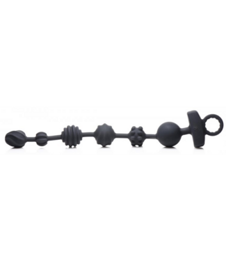 XR Brands Dark Rattler 4.6 cm Anal Beads - Vibrating Silicone, 6 Textures, Waterproof