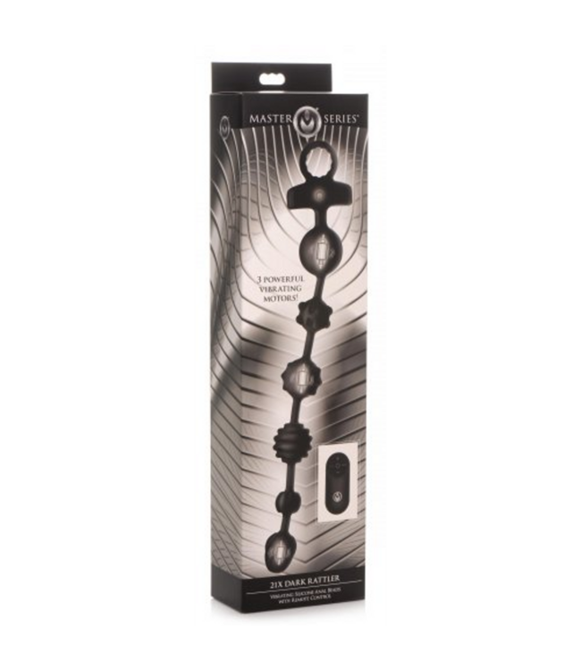 XR Brands Unieke Donkere Rattler 4,6 cm – Oplaadbare Siliconen Anale Kralen met Vibratie