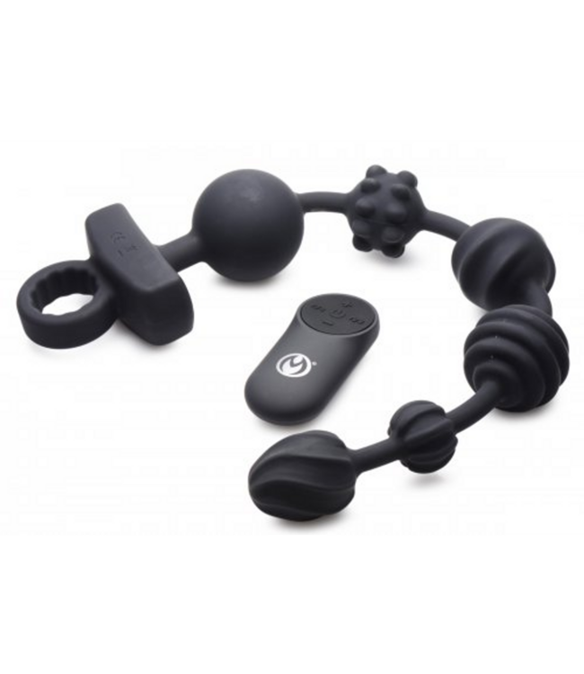 XR Brands Dark Rattler Analkugeln 4,6 cm – 6 Texturen, 3 Motoren, Fernbedienung