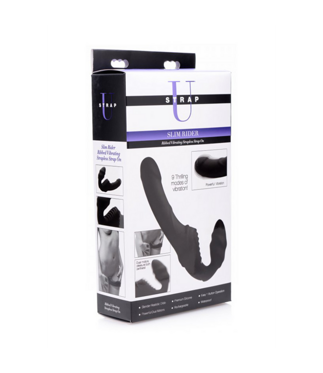 XR Brands Slim Rider Duo - Leistungsstarker strapless Strap-On mit 9 Vibrationen