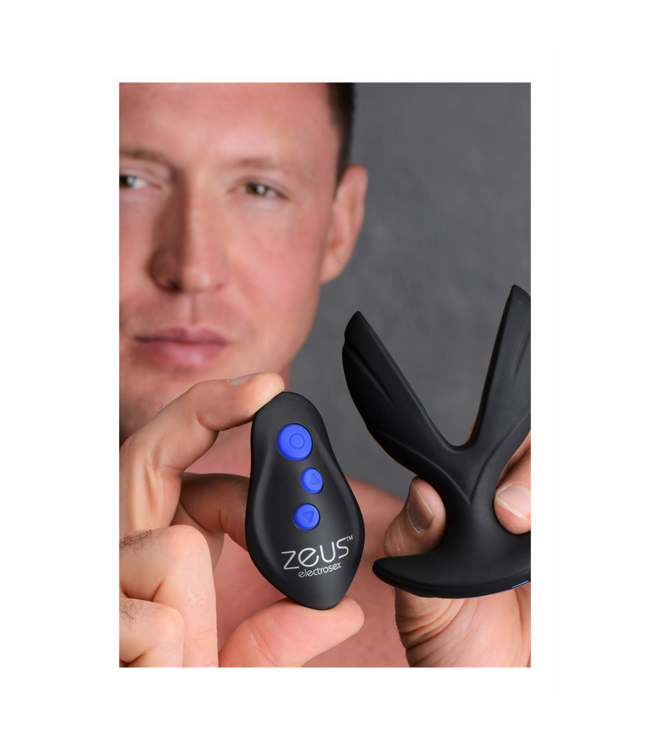 XR Brands Vibrierender E-Stim Buttplug & leistungsstarker Silikon Cockring