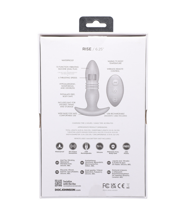Doc Johnson A-Play RISE Anale Plug met Afstandsbediening | 15,8 cm Plezier en Vibratie