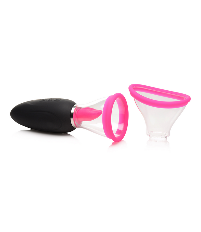 XR Brands Lickgasm Mini: Dual Cup Clitoral & Nipple Suction Toy - Pink