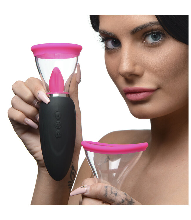 XR Brands Intense Genot Lickgasm Mini - 10x Zuig- & Likstimulator Roze met Maatcups