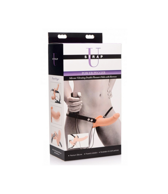 XR Brands Betoverende Duo-Dildo 16,5 cm - Vibrerend Harnas voor Dubbel Genot