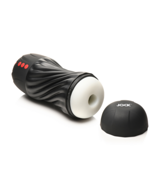 Curve Toys Curve Toys Pleasure: Black Vibrating & Suction Masturbator, Rechargeable