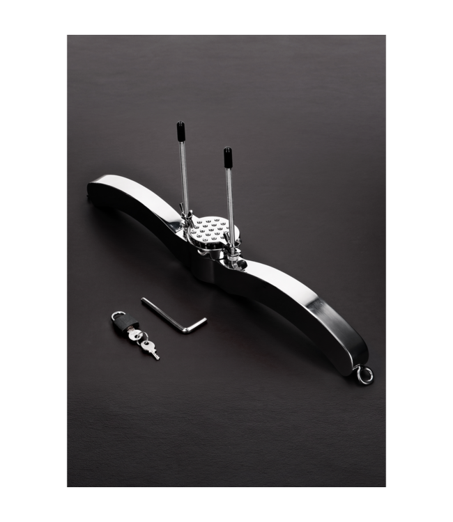 Steel by Shots Verstelbare Stalen Ball Stretcher met Extra Bondagefuncties 4-in-1