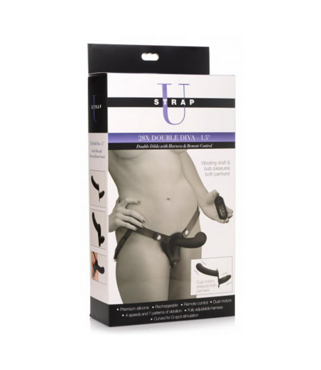 XR Brands Double Diva Remote Control Dildo Harness - Dual Pleasure & 4 Speeds