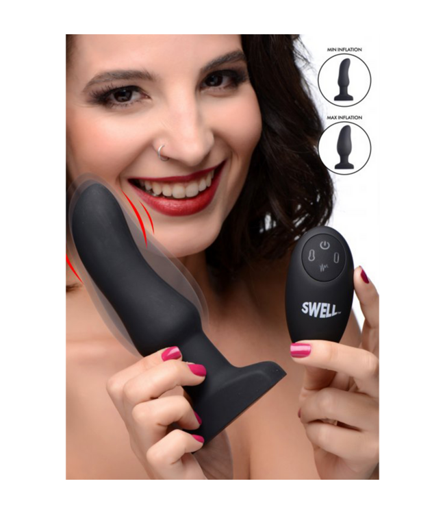 XR Brands Verwen jezelf met de Opblaasbare en Vibrerende Siliconen Anale Plug 15,5 cm