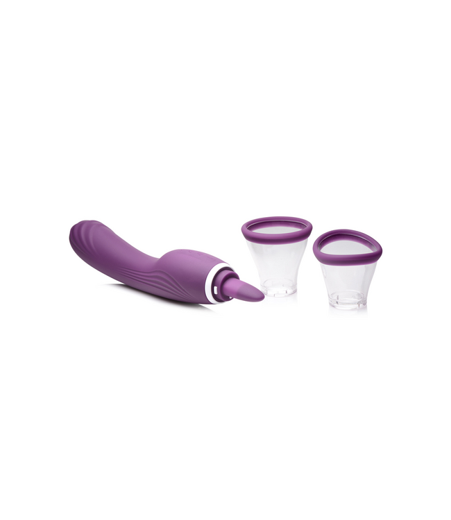 XR Brands Lickgasm Purple Vibrator - 8x Licking, Sucking & Vibrating Pleasure