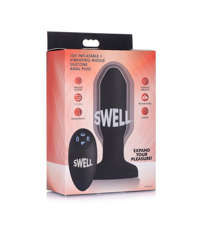 XR Brands Silicone Inflatable Vibrating Butt Plug - 13.9 cm Pleasure Experience