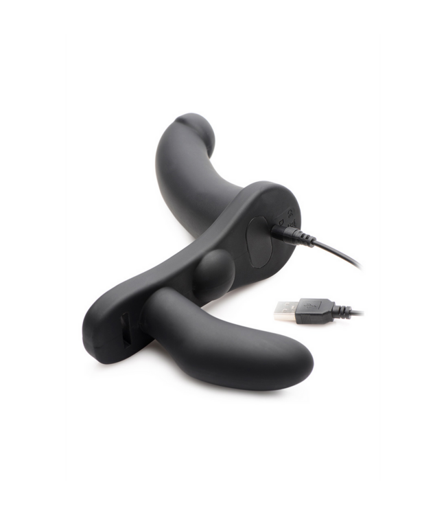 XR Brands Su Double Take 24,1 cm – Vibrations-Strap-On-Harness für Paare