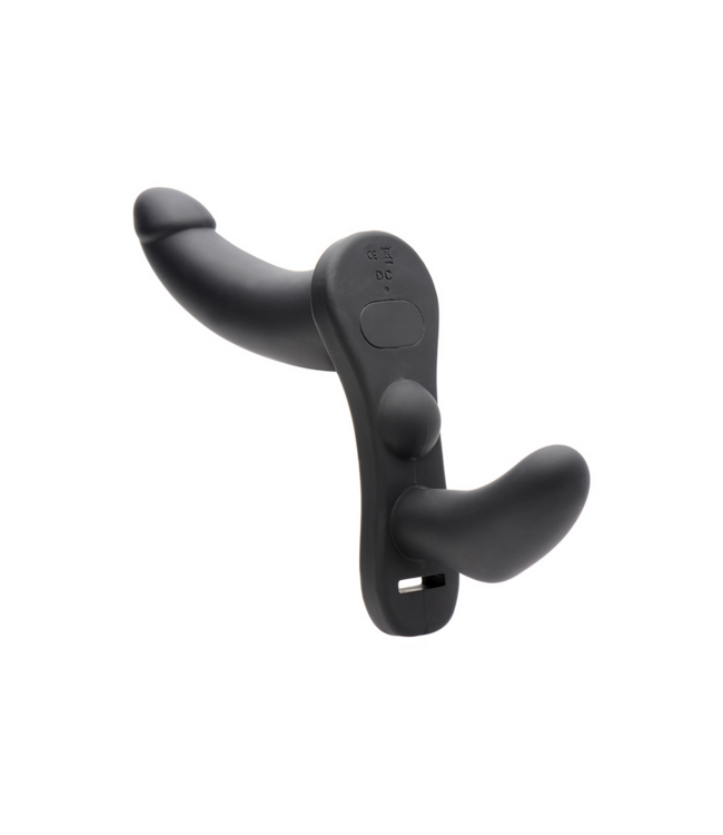 XR Brands Su Double Take 24,1 cm – Vibrations-Strap-On-Harness für Paare