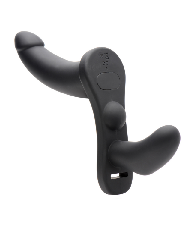XR Brands Su Double Take 24,1 cm – Vibrations-Strap-On-Harness für Paare
