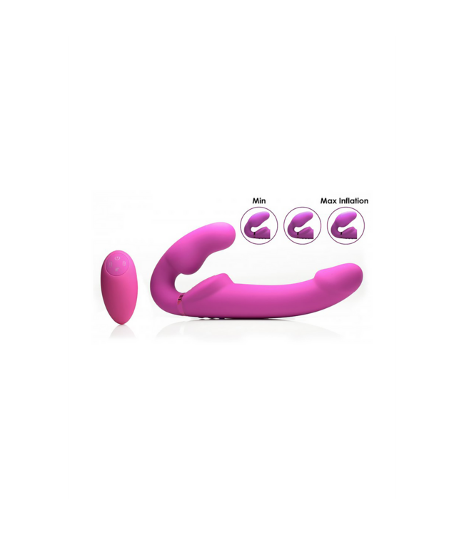 XR Brands Evoke Ergo Fit Strapless Strap-On met Remotetrilling en Opblaasbare Bol