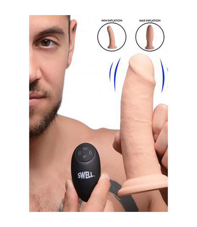 XR Brands Swell Inflatable Vibrating Dildo - 17.7 cm, Ultimate Pleasure Controller