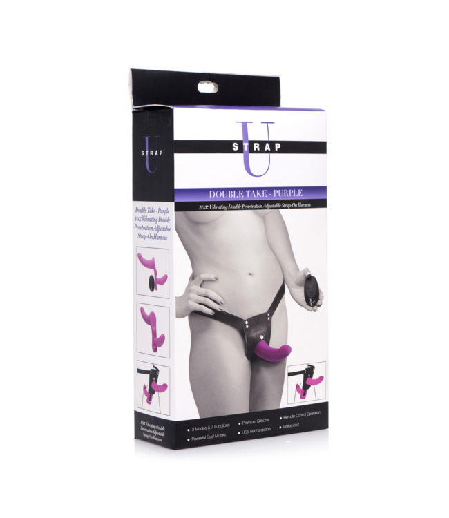 XR Brands Dynamische Double Take 24,1 cm - Vibrerende Dubbele Strap-On Ervaring