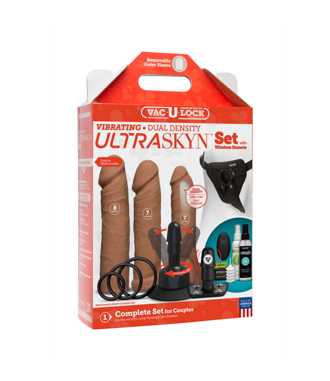 Doc Johnson Doc Johnson Dual Density ULTRASKYN Strap-On Set with Vibrator & Remote