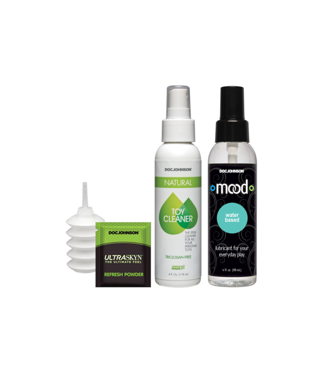 Doc Johnson Luxe Vac-U-Lock Dual Density Set met Oplaadbare Vibrator en Hulpstukken