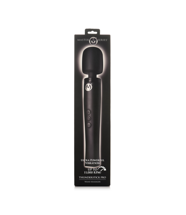 XR Brands Thunderstick Pro - Luxe Zwarte Wand Massager met Flexibele Nek en Comfortabele Kop