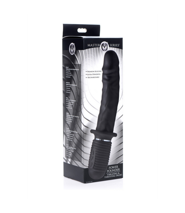 XR Brands Power Pounder - Luxe Oplaadbare Vibrerende Dildo met Grip en Stootfunctie