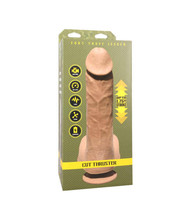 Doc Johnson Cut Thruster Vanilla - Powerful USB Rechargeable Thrusting Vibrator