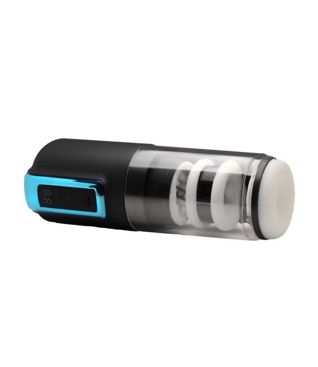 XR Brands Roto-Stroke Masturbator Zwart – Intense Stimulatie met Duw- en Draai Patronen
