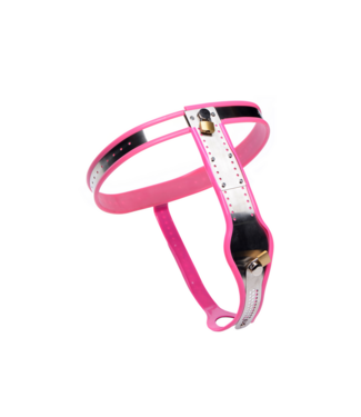 XR Brands Comfortable Pink Stainless Steel Women's Chastity Belt for Discretion