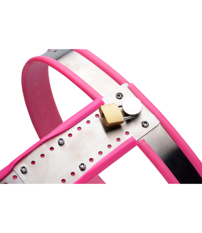 XR Brands Comfortabele Roze Kinky Kuisheidsgordel voor Vrouwen - 9,5 cm Veiligheid en Verlangen