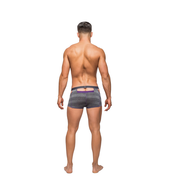 Male Power Heather Haze Cutout Shorts - Sporty Grey Mini with Elastic Waistband