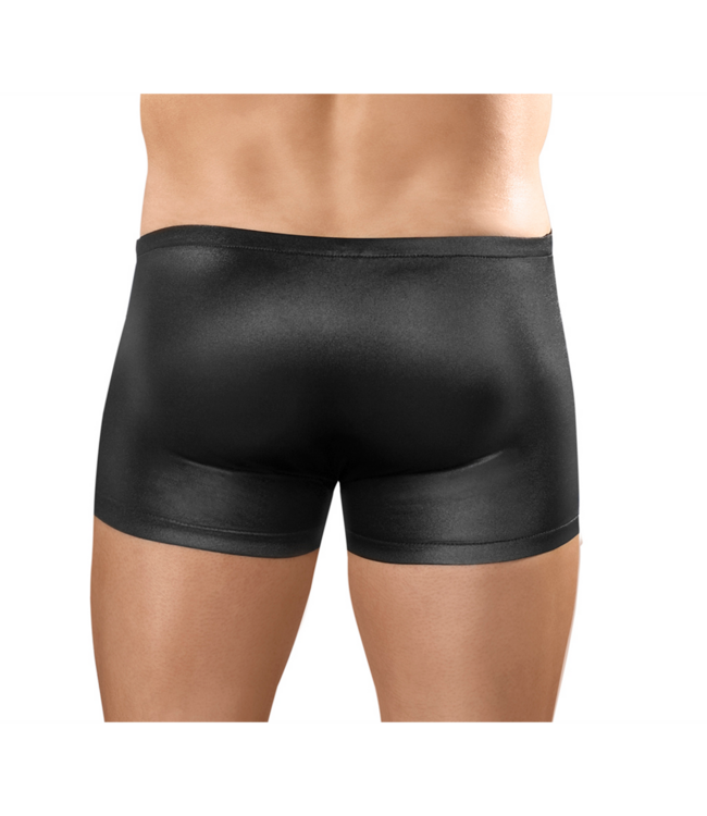Male Power Stylish Black Zip Mini Shorts for Men | Comfortable Nylon Spandex