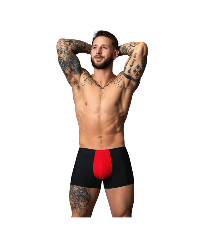 Male Power Ultralichte Mesh Pouch Short L Zwart/Rood – Sexy Comfort voor Elke Dag