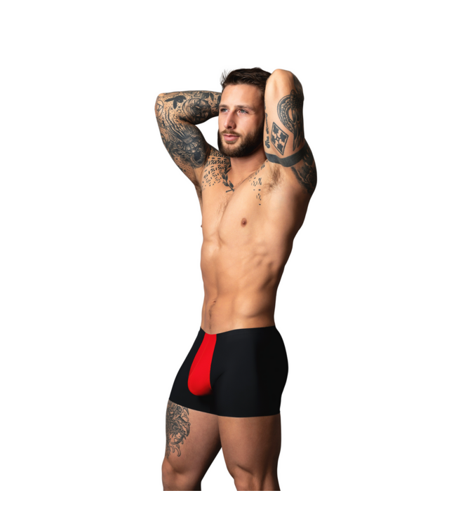 Male Power Sexy Hot Mesh Pouch-Shorts Schwarz/Rot – Ultraleicht & Bequem