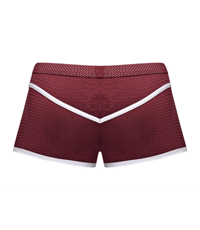 Male Power Sporty Comfort: Male Power Mini Short L Bordeaux with Stylish Stripes