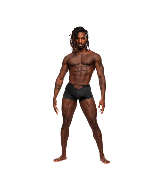 Male Power Stijlvolle Mini Short Zwart M - Comfortabel Design met Elegante Oogjes