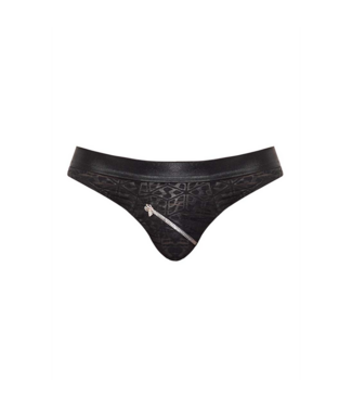 Male Power Stilvoller Zip-Bikini S – Schwarz mit Wetlook und abstraktem Muster