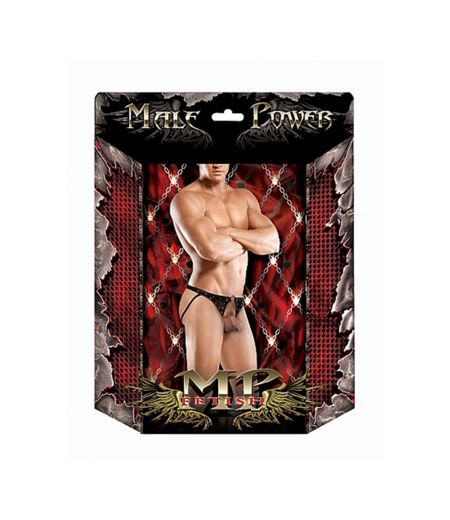 Male Power Stoere Kruisloze Jockstrap met Decoratieve Studs – Comfort & Sex Appeal