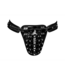 Male Power Taurus Chastity Cage Thong - Black PU Leather, Adjustable T-Back