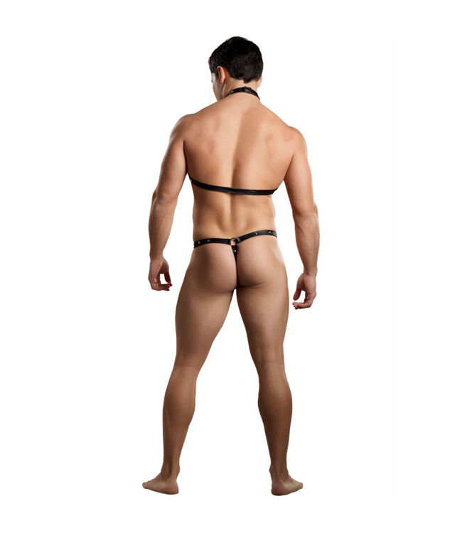 Male Power Fetish Gladiator Harnas Tanga Met Choker L/XL Zwart - Male Power